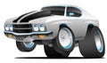 Classic Seventies Style American Muscle Car Cartoon Vector Illustration Royalty Free Stock Photo